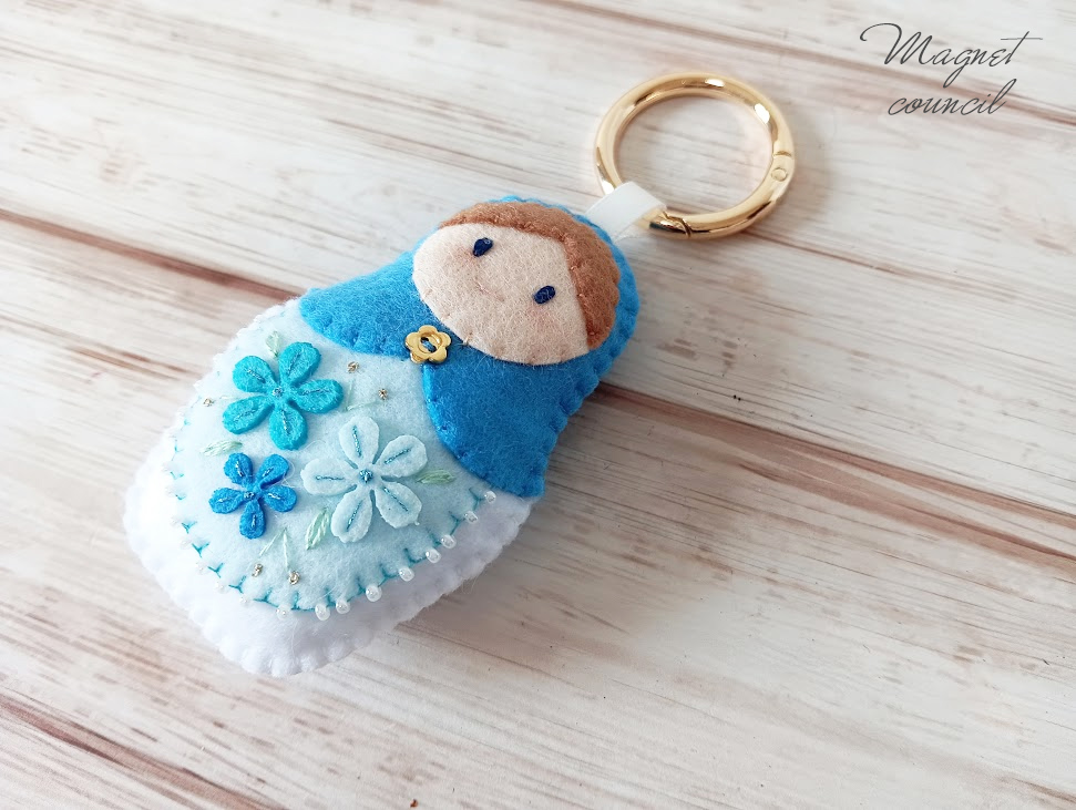 フェルトキーホルダー(マトリョーシカ・ブルー)