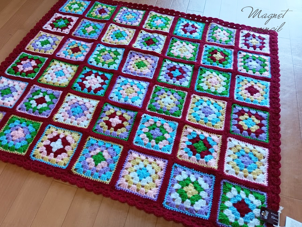 グラニースクエアブランケット(レッド)